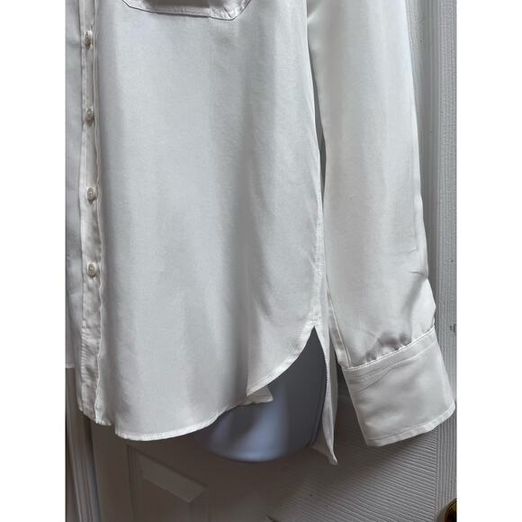 Zara Into The Classics Imperfection Mulberry Silk Button Down Blouse Oversize XS - Picture 8 of 15